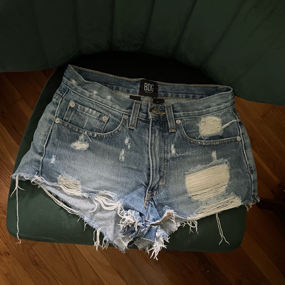 BDG Light Blue Ripped Denim Shorts